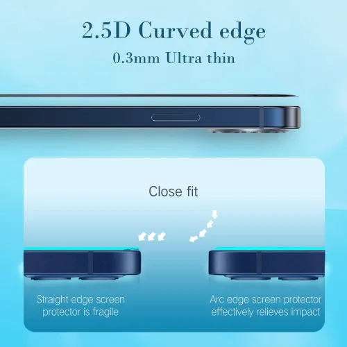 Vista 6 de PERFECTSIGHT Protector de pantalla antiluz azul diseñado para iPhone 14 Pro 2022 de 6.1 pulgadas, paquete de 2 vidrios templados con bloqueo de luz