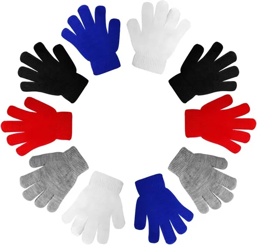Vista 7 de ONESING 3-24 pares de guantes de punto para niños, guantes de invierno blancos para niños, guantes de dedo para niños para niñas