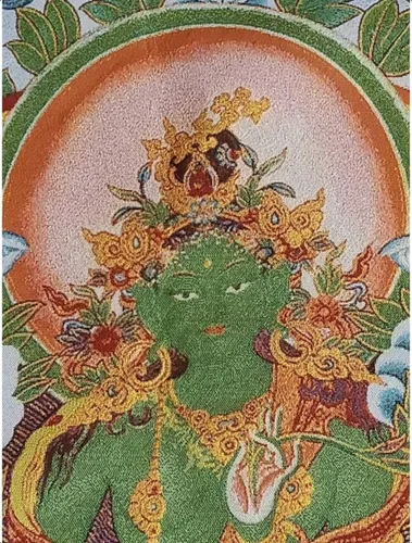 Vista 2 de GEEYOU Bordado de seda tibetano Thangka budista Tara nueve grados Buddha Madre Tangka Yoga Budista Tapiz colgante de pared Arte de pared Decoración