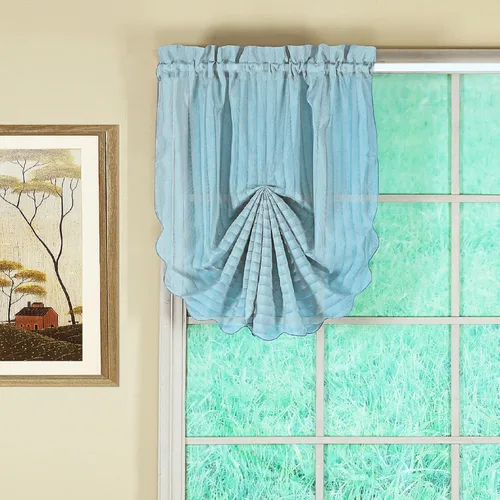 Vista 8 de Today's Curtain, Inserción de Abanico de Cortina de Rayas Silueta Translúcida, Azul, 30" x 76.2 cm de ancho x 101.6 cm de largo