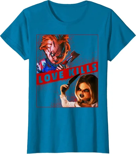 Vista 46 de Child's Play Chucky and Tiffany Love Kills T-Shirt Asphalt Grey