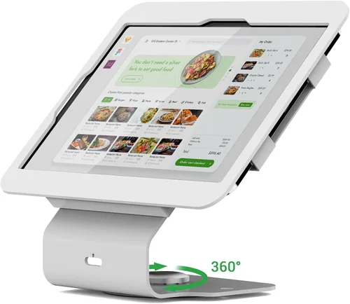 Vista 8 de Kiosk POS - Soporte para tablet compatible con iPad Air 1, Air 2, Pro 9.7, 5ª, 6ª, soporte para tableta de escritorio de negocios con base giratoria