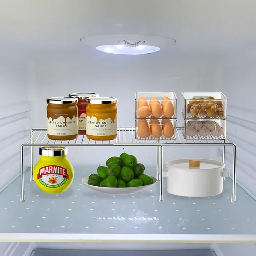 Vista 2 de iPEGTOP Organizador de armario de cocina expandible, 2 piezas ajustables para congelador, estante de alambre de almacenamiento de alambre a prueba
