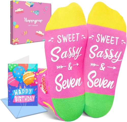 Vista 11 de HAPPYPOP Birthday Gifts Ideas - Socks for 6-10 Year Old, Birthday Gift with Greeting Card