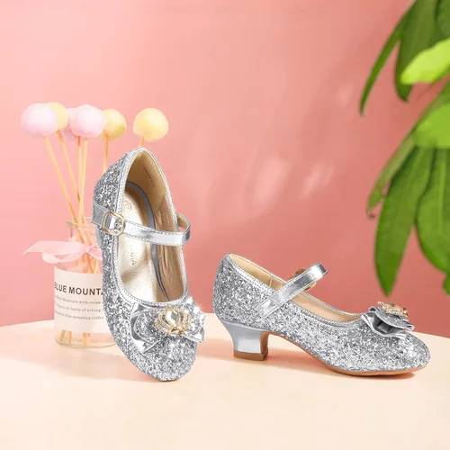 Vista 5 de PANDANINJIA Zapatos de vestir para niñas, zapatos Mary Jane para niñas, tacones bajos para niñas pequeñas, flores, boda, fiesta, escuela