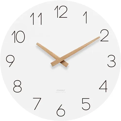 Vista 11 de mooas - Reloj de pared moderno con números 3D de 12 pulgadas, funciona con pilas, analógico (crema)