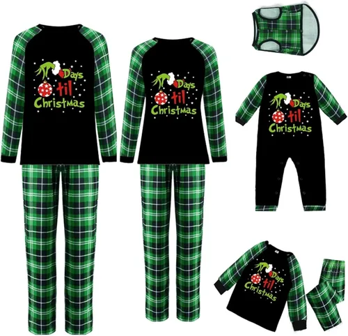 Vista 2 de VS&LLWQ Pijamas de Navidad a juego para la familia, pijamas de Navidad para la familia, pijamas de elfo, juego de pijamas de Navidad para las fiestas