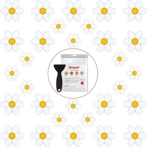 Vista 8 de Secopad 10 calcomanías antideslizantes para bañera de flores con raspador, multicolor