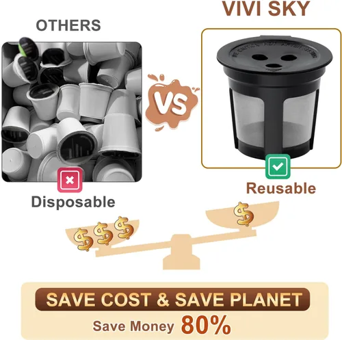 Vista 10 de Paquete de 5 cápsulas de café reutilizables Ninja: tazas K reutilizables para cafetera Ninja, filtros de café recargables para 3 agujas Ninja