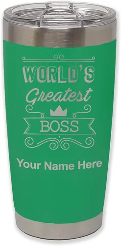 Vista 7 de LaserGram Vaso aislado al vacío de 20 onzas, con grabado personalizado incluido (negro)