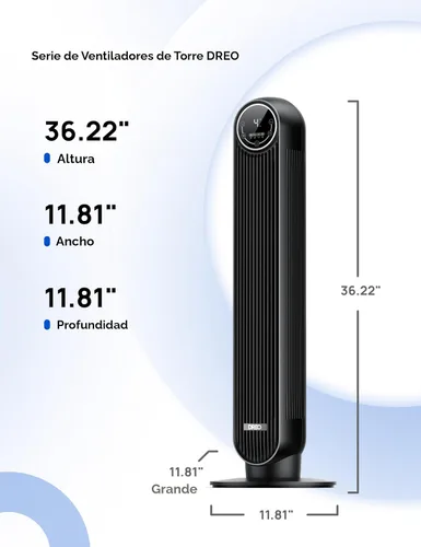Vista 8 de DREO Ventilador de torre para dormitorio, velocidad de 28 pies/s