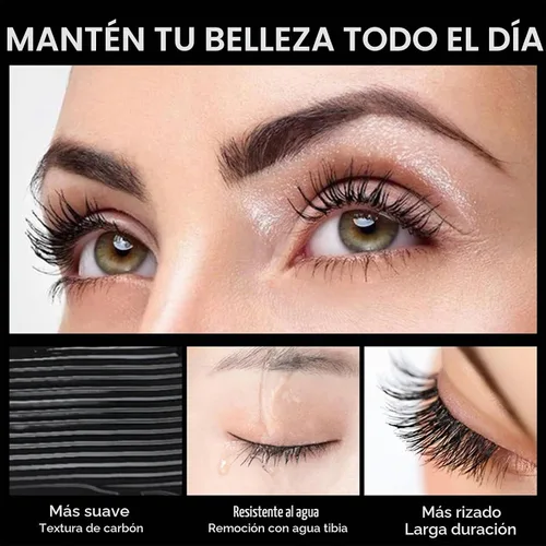 Vista 3 de Paquete de 4 pestañas de fibras de seda 4D, máscara de pestañas engrosadas impermeables a prueba de manchas, exquisitamente completa, pestañas más