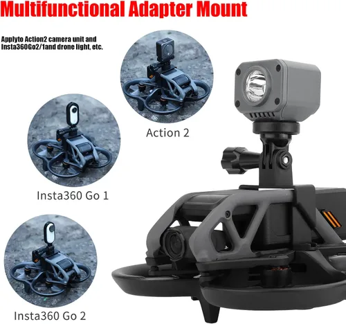 Vista 3 de Avata FPV Adaptador Mount Bundle para DJI Avata Drone Action 2 para Insta360 Go 1 Go 2 Cámaras de Acción Accesorios Soporte Extendido Soporte