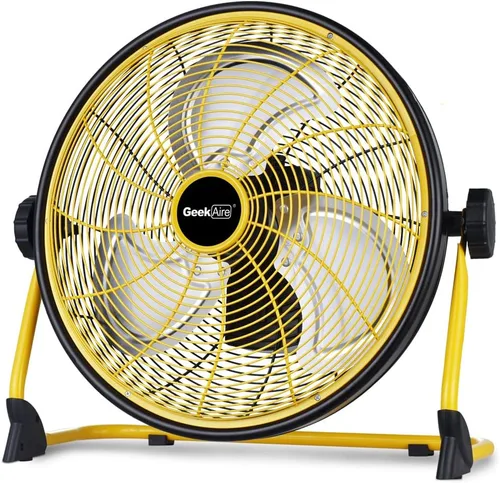 Vista 8 de Geek Aire Ventilador portátil de 12" a batería con aspas de metal, inclinación vertical de 360°, ventilador inalámbrico de 24h de duración