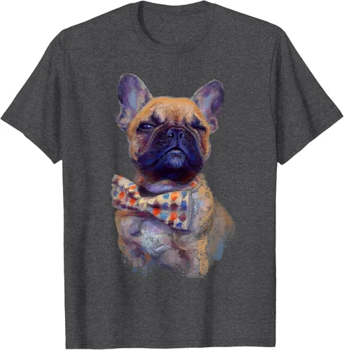 Vista 30 de Camiseta de bulldog francés con estampado realista, artística de bulldog francés, Negro, S