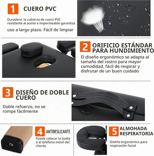 Vista 5 de PayLessHere Cama de Masaje Portátil Mesa de Masaje de 24 pulgadas de Ancho Cama de Pestañas 2 Plegable Altura Ajustable Mesa de Spa con Bolsa No