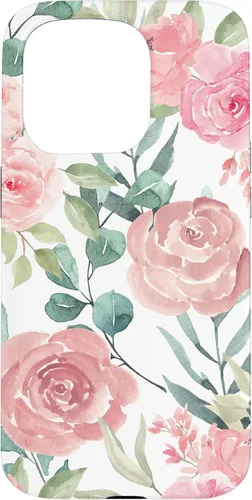 Vista 14 de iPhone 16 Pastel Pink Flower Print - Watercolor Floral Petals Blossom Case