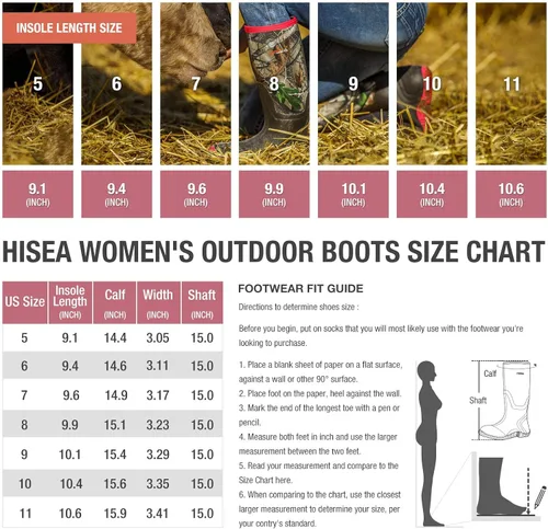 Vista 2 de Hisea - Botas de caza impermeables con aislamiento de media pantorrilla para mujer