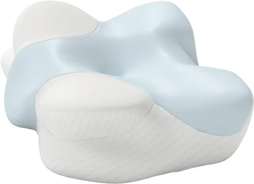 Vista 4 de Cervical Memory Foam Pillow, Ergonomic Contour Support for Neck Pain Relief Blue and White