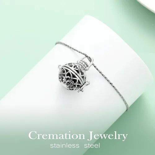 Vista 3 de Yinplsmemory Cremation Jewelry Hollow Heart Urn Necklace for Ashes for Women Men with Always In My Heart Memorial Locket Pendant Keepsake Jar