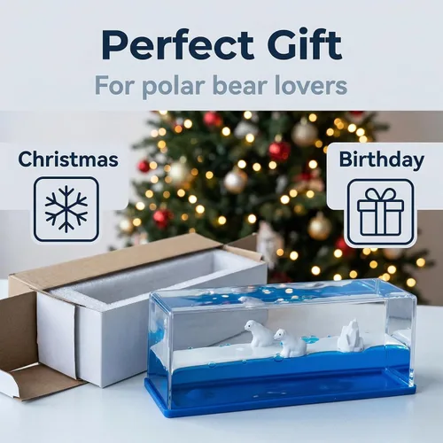 Vista 3 de Honsheng Figuras de oso polar insumergible, juguete líquido líquido en una caja, decoración del hogar, regalos para mujeres y hombres, escritorio