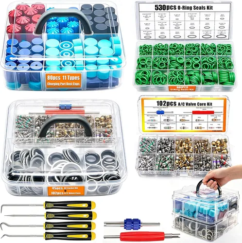 Vista 9 de Taiss Kit de accesorios de núcleo de válvula de aire acondicionado de coche, 102 Uds., con herramienta de extracción de núcleo de válvula, R12