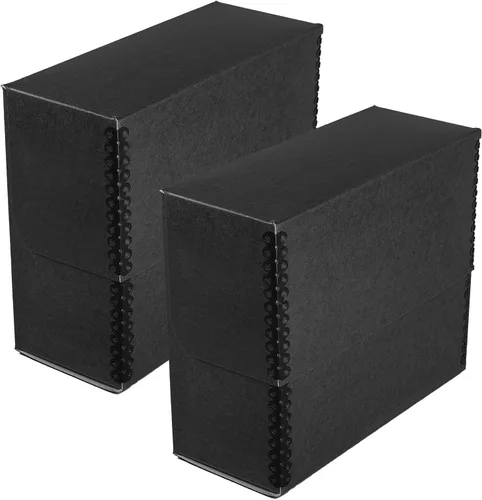 Vista 18 de Lineco Caja de almacenamiento de documentos archivados con borde metálico, caja de cartón libre de ácidos gris, organiza y almacena archivos