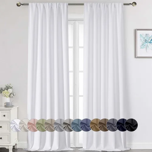 Vista 135 de Cortinas opacas para dormitorio, sala de estar, juego de 2 paneles de 54 pulgadas de largo, cortinas de oscurecimiento de habitación con aislamiento