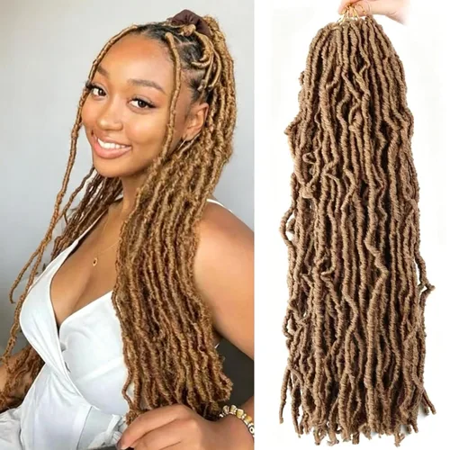 Vista 48 de 6 Paquetes Soft Locs Cabello de Ganchillo Pre Looped Faux Locs Trenzas de Ganchillo Goddess Locs Dreadlocs Cabello Sintético Para Mujeres Negras 1b