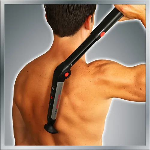 Vista 3 de Mangroomer Ultimate Pro Back Shaver con asa 2 cabezas de shock absorber Flex, Bisagra de energía, Extreme Reach y Power Burst