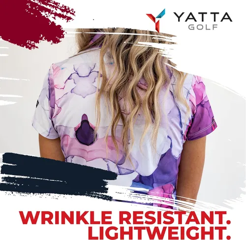 Vista 6 de YATTA GOLF Polo de golf para mujer resistente a las arrugas absorbe la humedad y cuello en V para mujer