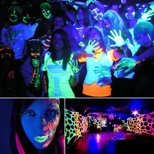 Vista 8 de KINGBO Bombilla negra, bombillas LED de 36 W E26 PAR38 que brillan en la oscuridad, LED de 395 nm para fiesta de luz negra, arte fluorescente