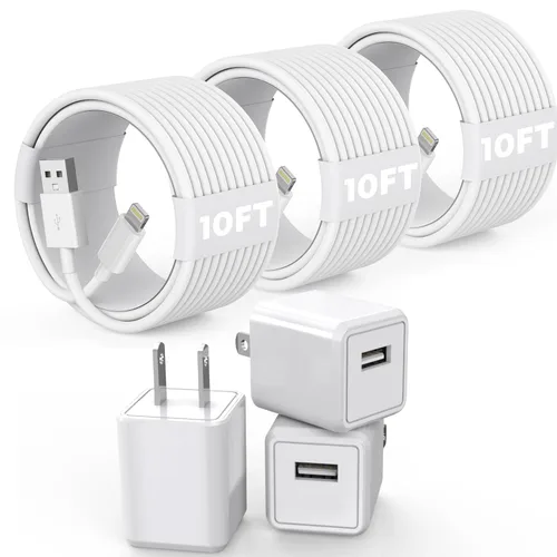 Vista 8 de Cargador para iPhone, [Certificado MFi de Apple], paquete de 2 cables Lightning de 3 pies cubo, cable de transferencia de carga para teléfono