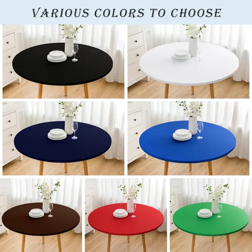 Vista 7 de Wolkemer Mantel Redondo Ajustado de 2 Pies de Spandex Elástico Cubierta para Mesa de Cóctel Borde Elástico Negro Cubierta Superior de Mesa