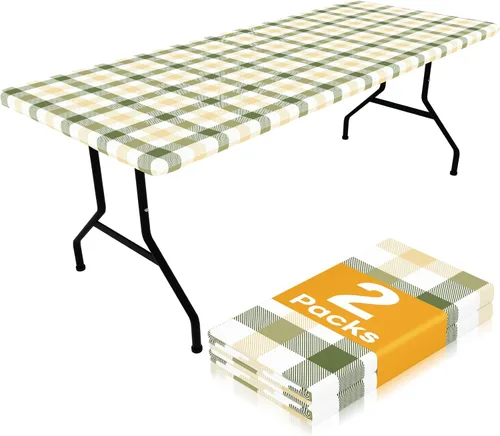 Vista 27 de Smiry Mantel de Mesa de Picnic Paquete de 2, Manteles Ajustables Elásticos Impermeables para Mesas Rectangulares de 18 x 72 pulgadas, Mantel