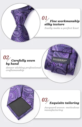 Vista 36 de HISDERN Corbatas para hombre, corbata de cachemira y bolsillo cuadrado tejido clásico floral para hombre, corbata de fiesta de boda