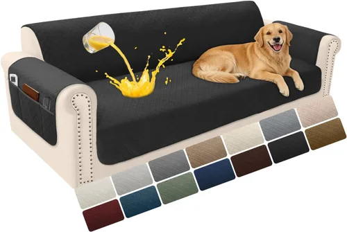 Vista 32 de Fundas de terciopelo 100% impermeables para sofá biplaza, fundas lavables para sofá de 2 plazas, fundas de sofá aptas para mascotas, protector