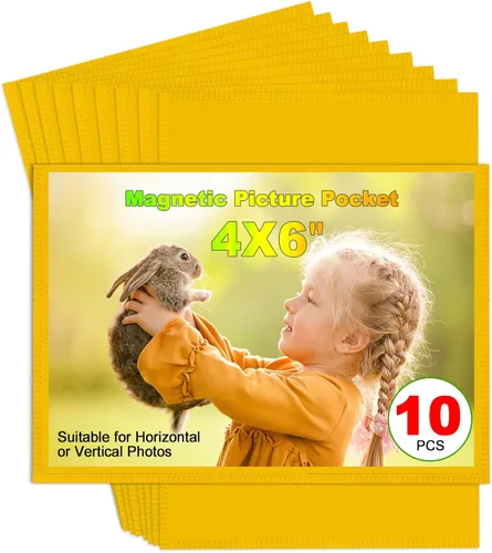 Vista 15 de CHUNNIAO Paquete de 24 imanes de fotos para refrigerador, más solución para mostrar tus fotos, 12 marcos de fotos para refrigerador y 12 hojas