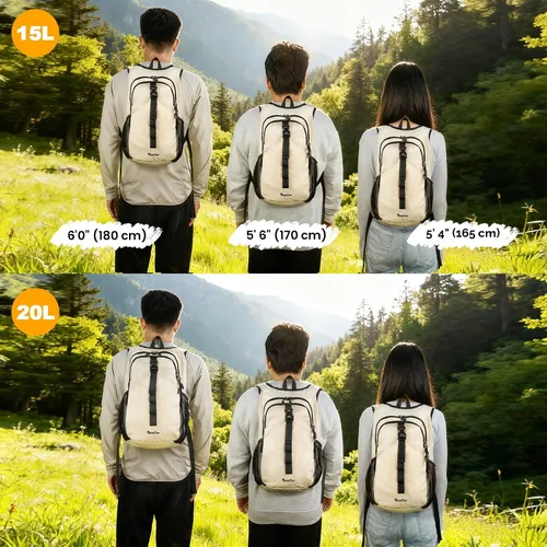 Vista 6 de Seektop - Mochila pequeña de 15L para senderismo para mujeres y hombres, mochila ligera y plegable para senderismo con bolsillo para teléfono