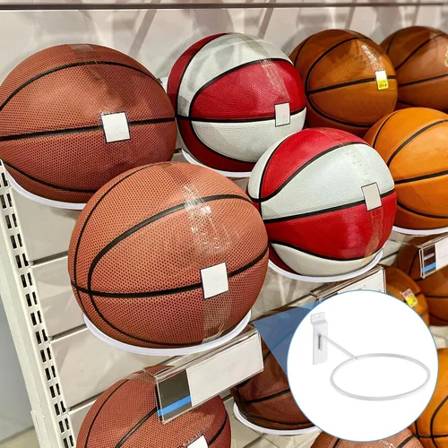 Vista 7 de Gisafai 6 piezas de metal Slatwall almacenamiento de bolas multifunción soporte de bolas Slatwall Basquetbol Basquetbol Soporte de pared