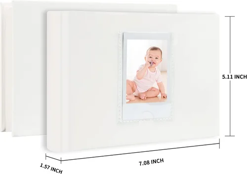 Vista 9 de 2 mini álbumes de fotos de 64 bolsillos con espacio de escritura y ventana frontal, libro de fotos de piel sintética de 3 pulgadas para Polaroid