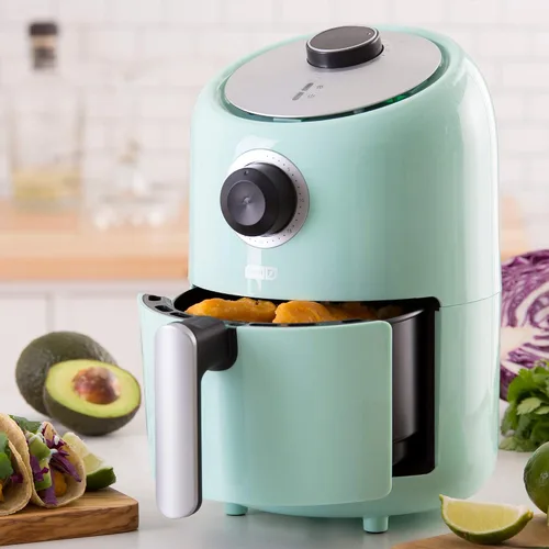 Vista 3 de Dash Freidora de aire compacta de 1.2 L, cocina eléctrica para horno - Aqua & Mini Maker Plancha redonda eléctrica - Agua, 4 pulgadas