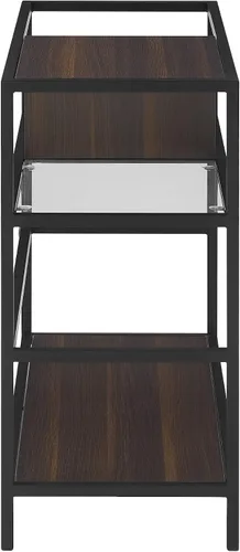 Vista 3 de Crosley Furniture Provo - Soporte para tocadiscos con almacenamiento para discos de vinilo, negro mate/marrón
