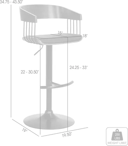 Vista 3 de Armen Living Larisa - Taburete giratorio de madera de nogal de mediados de siglo para encimera de isla de cocina en piel sintética negra con metal