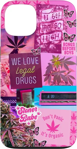 Vista 7 de Funda para iPhone 16, color rosa, para mujer, diseño de collage de malas hierbas