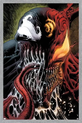 Vista 15 de Trends International Marvel Comics - Carnage - Póster de pared con veneno dividido en la cara, 14.725 x 22.375 pulgadas, versión enmarcada de madera