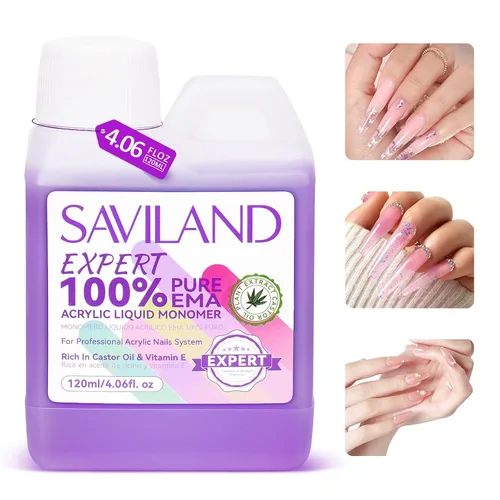 Vista 19 de Saviland Kit de iniciación de uñas acrílicas: polvo y líquido acrílico rosa claro nude, cepillo, limas, formularios, uñas a presión, juego