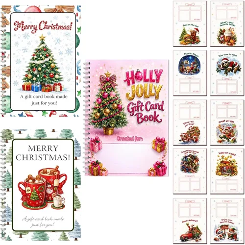 Vista 23 de Christmas Gift Card Book Spiral Bound Holder, 10 Pages，3PCS-A