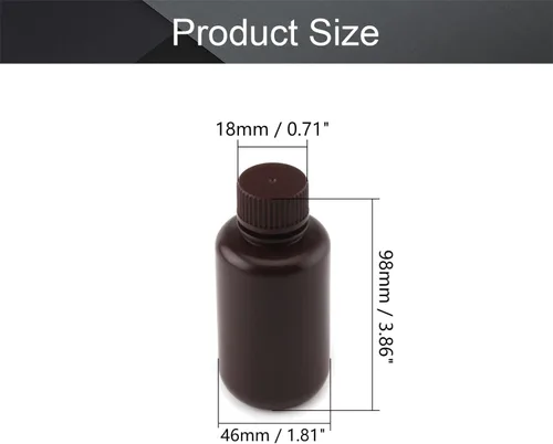 Vista 2 de Othmro 8 botellas de plástico de reactivo químico de laboratorio, 3.4 fl oz/3.4 oz de boca pequeña líquido/sólido redondo recipientes