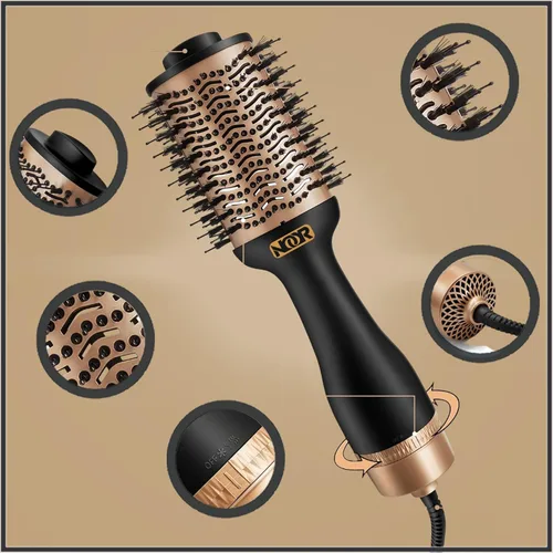 Vista 7 de NOOR Cepillo secador de pelo caliente 4 en 1, control de encrespamiento, cepillo secador de pelo, cepillo secador de pelo, cepillo para secar